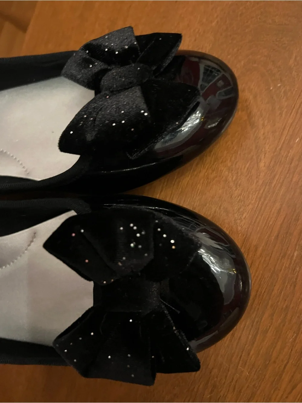 Cat & Jack Black sparkle velvet Bow Ballet Flats size 5 girls EUC